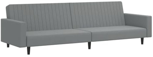vidaXL Schlafsofa 2-Sitzer, Schlafcouch für Wohnzimmer Heimkino Büro, Gästebett mit Holzrahmen, Sofabett Tagesbett Couch Sofa Ausziehbar, Hellgrau Samt