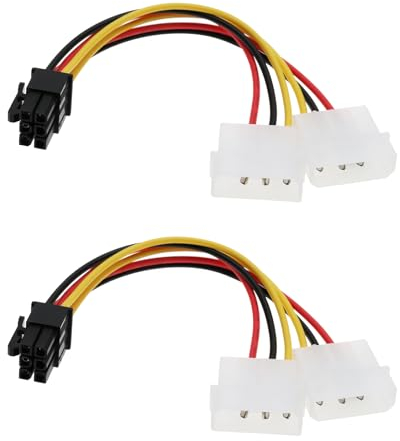 Create idea 2 Stück PCI-E 6 Pin auf Dual 4 Pin Molex Stromkabel Adapter Grafikkarte Netzteil Adapter Buchse auf Stecker Konverterkabel 15 cm