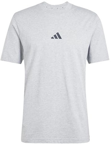 adidas Herren Essential Three Stripes Single Jersey Tee, medium Grey Heather/Black, XS