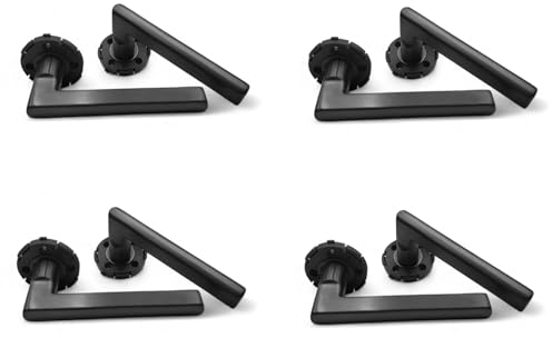 Schartec® Türklinke Avery schwarz 4er Set Edelstahl für Innentür Drückergarnitur Zimmertüren Türgriffe Türklinken Türbeschläge