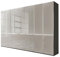WIEMANN Drehtürenschrank mit 8 Schubkästen hochwertiger Kleiderschrank Schlafzimmerschrank 350cm breit, mit Schubladen, Glas Kieselgrau, Korpus Havanna, Höhe 216cm, Shanghai