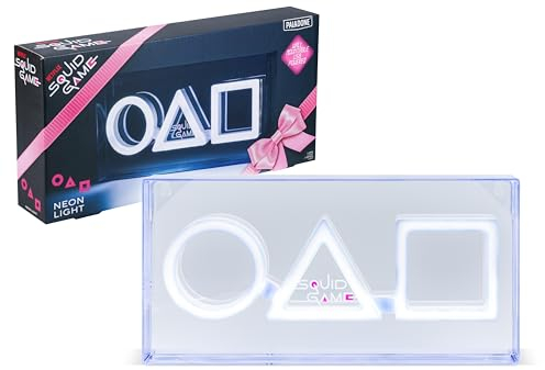 Squid Game LED Logo Neon Light - Offiziell lizenzierte Ware, Acryl freistehende oder wandmontierbare ikonische Form Lichter, Gaming Zimmer Dekor für Netflix Fans, Nachtlicht Geschenk für Schlafzimmer