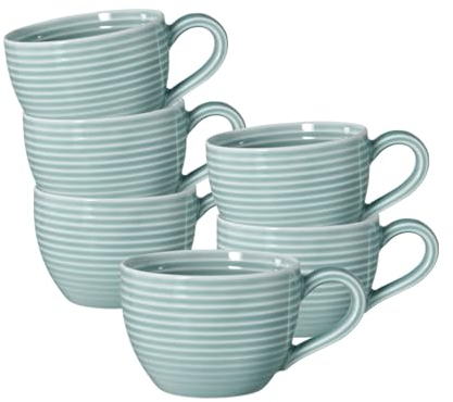 Seltmann Weiden Beat Color Glaze Espressotassen 6er Set, 110 ml, Tassen mit Rillen-Relief, Porzellan, Arktisblau