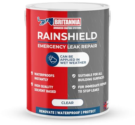 Britannia Paints Rainshield Clear 5 Litres - One Coat - Emergency Leak Repair - Waterproofs Instantly