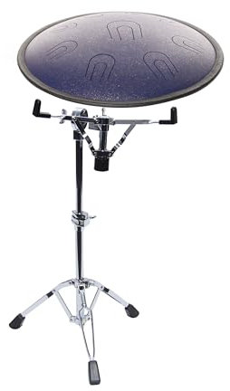 Fame, 14 Zoll D Minor Purple Steel Tongue Drum Set, Copper Tongue Drum II, Inklusive Snare Stand und Ständer