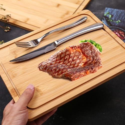 Plat à steak domestique en bois massif, pour assiette de cuisine occidentale, plateau à steak, utilisation polyvalente comme planche à steak, plateau de barbecue, pour les repas à domicile et le