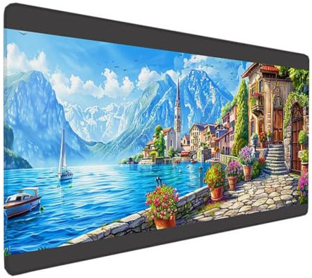 Grand Tapis de Souris de Jeu, Caoutchouc Imperméable et Antidérapant pour PC, MacBook, Étude, Ordinateur Portable, Tapis Gamer Bleu Baie 1200x600x3mm 6-U