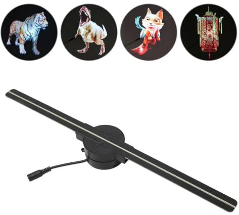 3D Hologram Fan, 16.5 Inch 3D Hologram Projector Advertising Display With 224 LED Light Beads and 8GB Memory Card, Rotating Hologram Projection for Bar, Shop, Halloween, Christmas