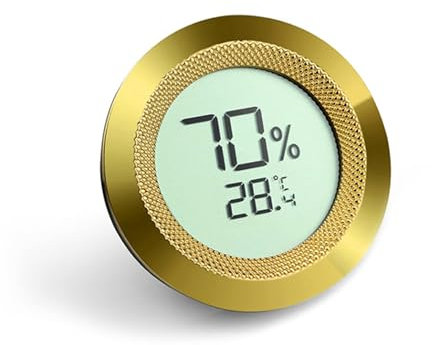 Digitales Thermometer Hygrometer 2 in 1, justierbares digitales Thermometer,Feuchtigkeits kalibrierung,Durchmesser 50mm Zink Legierung Runde, Feuchtigkeitsmesser für Zigarre/Gewächshaus