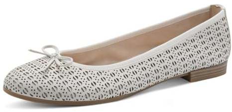 Tamaris Damen Ballerinas Leder, weiß, 40 EU