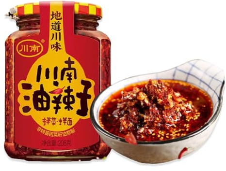 BaiLiSnacky Olio Piccante Cinese 208g - Con Peperoncino Tostato, Soia E Arachidi Croccanti - Condimento Pronto Per Asiatico, Ravioli, Riso - Gusto Intenso Gustoso & Piccante