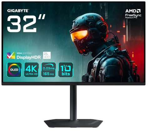 Gigabyte MO32U2 Monitor Gaming OLED 32” 4K UHD - 3840 x 2160, 240Hz, 0.03ms, 250 cd/m², G-Sync Compatibile, FreeSync Premium Pro, Display HDR True Black 400, HDMI 2.1, DisplayPort 1.4