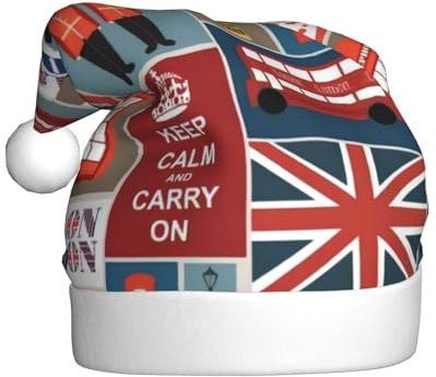 QAZWZML England-Symbole, gemusterte Weihnachtsmützen für Erwachsene, geeignet für Silvester, Feiertagsfeiern oder Heiligabend