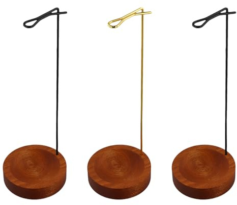 Lot de 3 Porte-Encens Inversés avec Support en Métal et Base en Bois – Brûleur d'Encens Élégant pour Bâtons d'Encens – Accessoire pour Yoga, Méditation et Décoration Intérieure