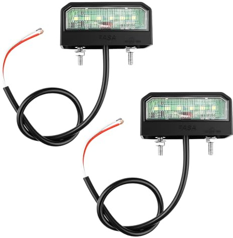 Draymora 2 Pack LED Number Plate Lights 12-24V Car Rear License Plate Lamps IP67 Waterproof Cool White Bright 6-LED for Car RV Tractor Van Lorry Trailer Vehicle Truck Boat Weatherproof Black
