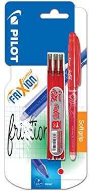 Pilot Frixion Point radierbarer Tintenroller, 0,5 mm Spitze, mit drei Nachfüllungen, Rot, Einzelstift