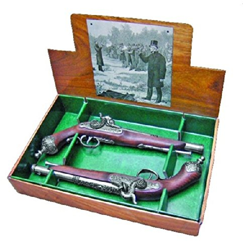 DENIX Erwachsene Deluxe Box 2 Doppel Pistolen Gefälschte Waffenreplik, schwarz, One Size