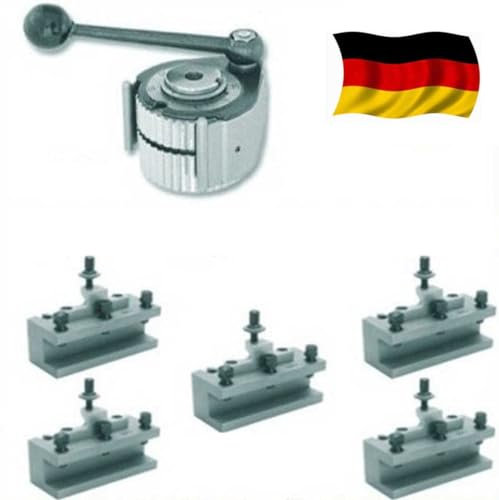 AXA System MULTIFIX Schnellwechsel-Stahlhalter-Set K22 (= Multifix B) aus 1 Stahlhalterkopf + 5 Drehstahlhalter 25/140mm (Made in Germany)