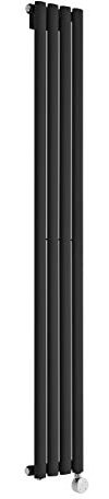 Milano Aruba 600W Black Vertical Single Oval Panel Electric Radiator - 1600mm x 236mm