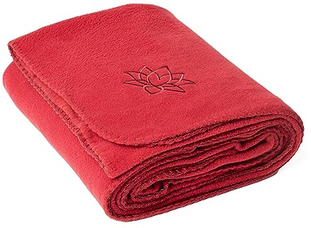 Bodhi Yogadecke ASANA Blanket | Weiche & Warme Kuscheldecke | Meditationsdecke für Shavasana | Tagesdecke aus Fleece mit Lotus-Stickerei | Sofa- & Überwurfdecke | 150 x 200 cm (Bordeaux)