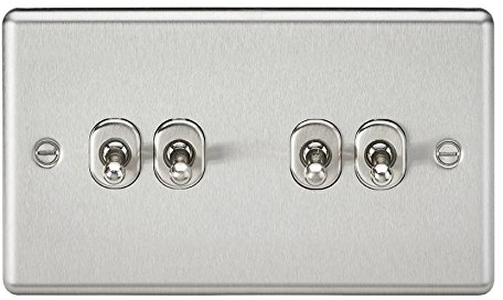 Knightsbridge CLTOG4BC 10A 4G 2 Way Toggle Switch-Rounded Brushed Chrome Finish