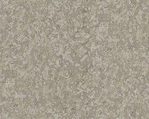 Papier peint unicolore EDEM 9076-26 Papier peint intissé gaufré à l'aspect crépi et un effet métallique beige or-nacré 10,65 m2
