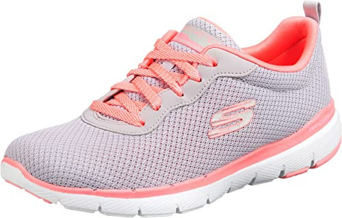 Skechers Damen Flex Appeal 3.0 First Insight Sneaker, Lt Gray Mesh Hot Pink Trim, 36 EU