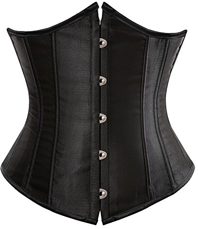 Grebrafan Damen Unterbrust Corsage Satin Shaper Korsett Grosse Grösse (EUR(32-34) S,Schwarz)