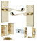 IRONZONE® A Pair of Victorian Scroll Lever Latch Door Handles Polished Brass Hinges & Latch Pack, for Internal use on Residential or Commercial Projects,