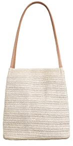 Ulisty Damen Klein Strohtasche Weben Tote Tasche Schultertasche Tragetasche Beuteltasche Handtasche Beige
