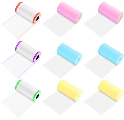 Fumanduo 9 Rouleaux de Papier d’Imprimante Thermique 57x30mm, PMini Rouleau de Papier d'Impression Autocollant Imprimable Auto-Adhésif Compatible avec A6 Séries P1 Mini Imprimante