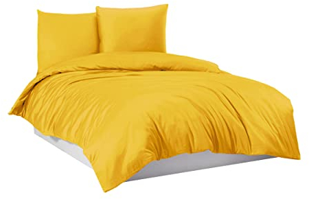 Mixibaby Bettwäsche Bettgarnitur Bettbezug 100% Baumwolle 135x200 155x220 200x200 200x220, Farbe:Gelb, Größe:200 x 220 cm