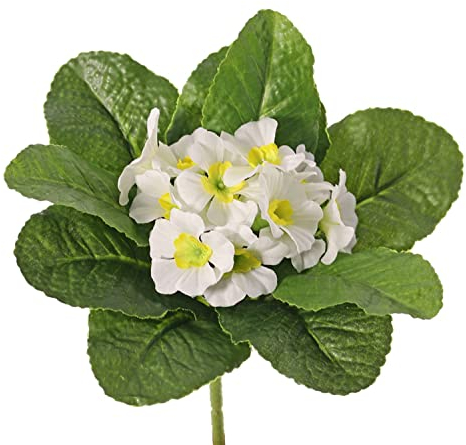 artplants.de Kunstblume Primel SUNDARA auf Steckstab, weiß, 20cm, Ø4cm - Seiden Primel