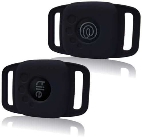 Silikonhülle für Tile Mate 2022 für Hunde, Abdeckungszubehör für Tracker, kratzfest, stabil, sicher, leicht, schützt Findermarke für Hundehalsband, Haustiere, Katze, Kinder (schwarz, 2 Packungen)