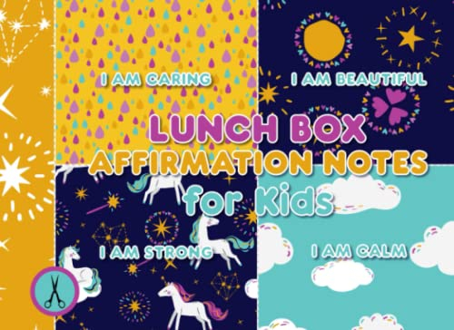 Lunch Box Affirmation Notes for Kids: I AM Affirmations | Positive Mindset - School Lunch Box Notes for Kids | Unicorn