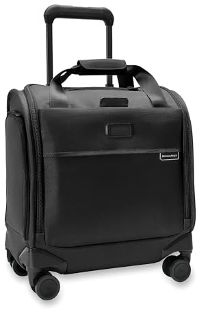 Briggs & Riley Cabin Spinner - Carry On Luggage for Travel, Suitcases with Wheels, Softside Rolling Bag for Men & Women, Fits Under Plane Seat, Interlocking Handle - Baseline Collection, Black