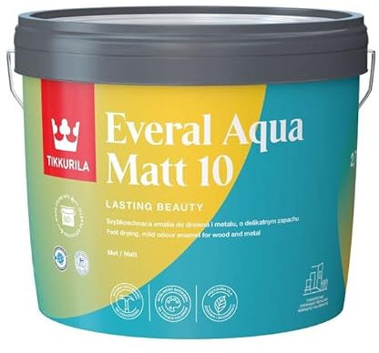 TIKKURILA Everal Aqua 10 - Matt Paint For Wood & Metal - Fast Drying Acrylic Enamel - 3 Litres