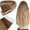 Easyouth Balayage Tape in Extensions Echthaar Seamless Glue in Haar Extensions Echthaar 50 cm 50g Farbe Goldbraun Verblasst zu Golden Blonde Double Side Adhesive on Haar #10/14