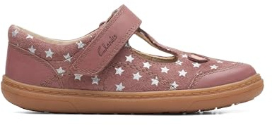 Clarks Flash Mouse Kid Leather Shoes in Dusty Pink Wide Fit Size 8.5