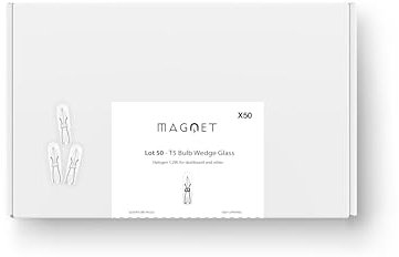 Magnet - Box mit 50 Halogenlampen, Warmweiß, 2800 K – 12 V 1,2 W T5 W2 x 4,6d – Armaturenbrett – Auto und Motorrad
