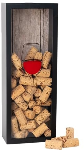 Castell Deco - Colector de corchos de vino, Tapones de Botella, Caja Corchos Vino, Colector Guarda corcho de vino. Fabricado en Madera real y vidrio. (Long)