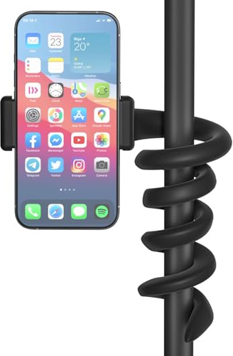 Universal Mic Stand Phone Holder for Microphone Stand Fits Most 3.5 - 7.5 Smartphones - Flexible Cell Phone Holder for Mic Stand, Drum Stand Phone Mount, Music Stand Phone Holders for Any Poles