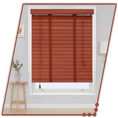 SHAIRMB Wooden Venetian Blind, Horizontal Window Blinds, Blackout Blind, Natural Solid Wood Window Blind, Horizontal Wooden Venetian Blind, for Indoor/Outdoor/Window/Door,C,110x180cm/43 * 71in