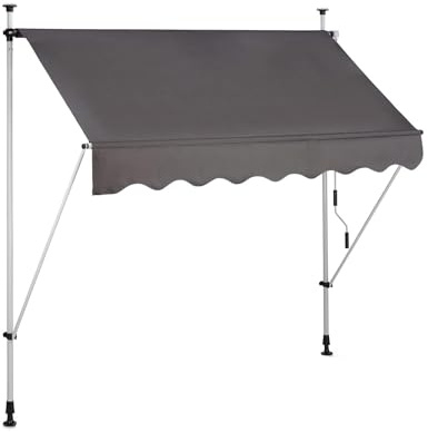 Tenda da sole per esterno,Tenda da Esterno a Bracci Estensibili con Telaio in Alluminio,Tettuccio Resistente al Sole e Impermeabile,Manovella Manuale, Angolazione Regolabile ( Color : Dark gray , Size