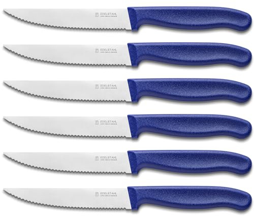 targzier Steakmesser Set 6 teilig,Scharfes Steakmesserset mit Wellenschliff, Steak Messer aus Edelstahl,Steakbesteck Set,Geeignet für Restaurants,Hotels und Party,blue,Spülmaschinenfest