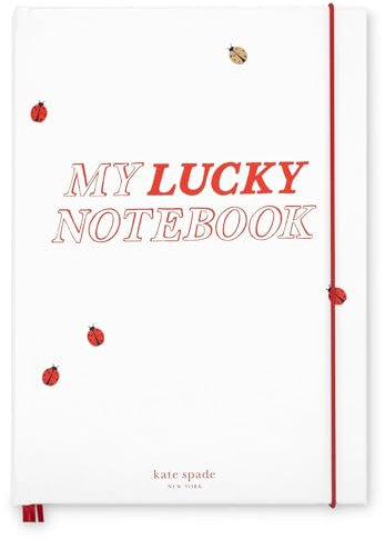 kate spade new york Take Note XL Notizbuch aus veganem Leder, gebundenes Tagebuch mit 168 linierten Seiten (Lucky Notebook)