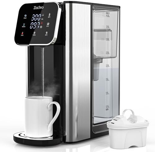 ZACHVO Heißwasserspender UR05 2200W Schnelle Erwärmung, 4L Wassertank, 4 Temperaturstufen, Kompakt & Platzsparend, Kein Installationsaufwand für Zuhause, Büro & Küche