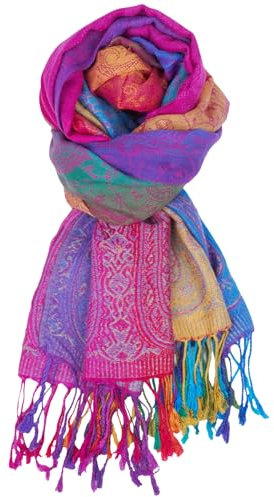 KRIPINC Mehrfarbige Schals & Tücher für Damen, Bunter Jacquard Schal Damen mit Quasten, Ethnische Tücher Damen im Vintage-Stil, Stola Damen für Abendkleid Festlich Reisen Fotoshooting (Stil A)