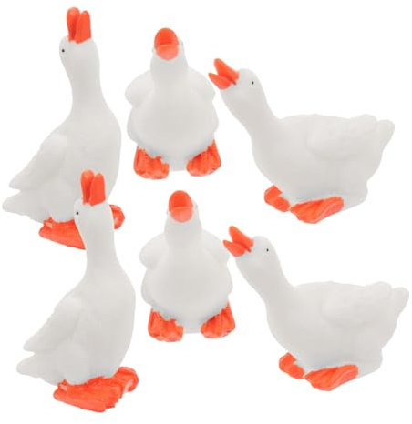 ORFOFE 6St große weiße Gans Ornament Hase Mini-Bauernhof-Spielzeugfiguren Gans Figur Animal Figures Schrankdekoration Spielzeug rasenkante Gänsefiguren aus Harz Gans Miniaturfiguren