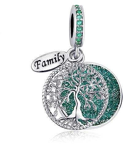 SBI Jewelry Sparkling Tree of Life Family Charm fits Pandora Bracelets Necklace Pendant Green Charm for Women Birthday Jewellery Gifts